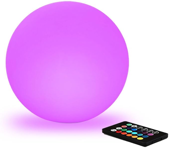 10 In LED Globe Light w/Remote, 16 RGB Colors 4 Modes & 8 Dimmable Brightness LED Ball Light Sphere Lamp, Rechargeable Orb Night Light Waterproof Outdoor Globe Lamp for Home/Yard/Lawn/Party/Pool Decor