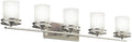Kichler Hendrik 43" Vanity Light in Brushed Nickel, 5-Light Modern Bathroom Vanity with Satin Etched Cased Opal Glass, (43" W x 7.75" H), 5085NI