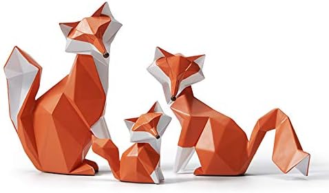 HAUCOZE Fox Figurine Gifts Geometric Sculpture Decor Animal Gifts Statue Polyresin Arts 4.0 inch