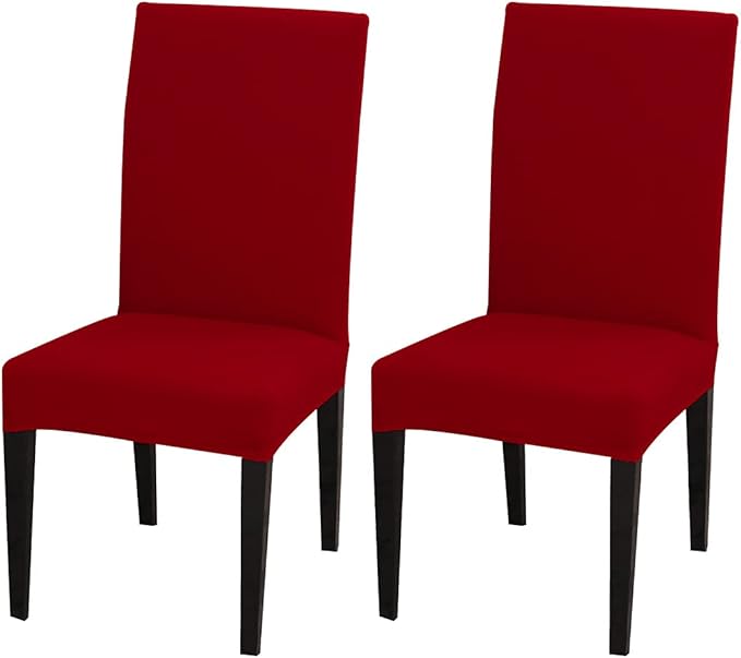 JQinHome 2 Pcs Dining Chair Slipcover,High Stretch Removable Washable Chair Seat Protector Cover for Home Party Hotel Wedding Ceremony