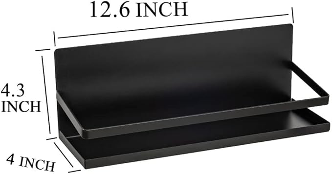 Magnetic Spice Rack Holder Paper Towel Holder with Hook for Refrigerator Fridge Organizer for Kitchen, Space Saver Container for Kitchen/Apartment, Drill Free, Black，3 Packs