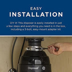 GE Disposall Continuous Feed 3/4 Horsepower Motor Garbage Disposer, Good for Grinding: Vegetable Peels & Small Bones, Easy Install Kit, Non-Corded, Recommended for 2-4 Person Homes, GFC720N