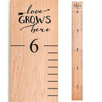 Wooden Growth Chart – Kids Height Chart, Wall Measurement for Kids, Height Chart for Wall, Growth Ruler for Children – Natural with Black Numerals - “Love Grows Here” (63" x 6.7")