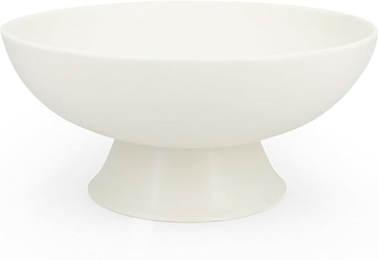 White Pedestal Decorative Bowl - 8" Minimalist Decorative Fruit Bowl for Kitchen Counter, Entryway,Multi-Purpose Centerpiece bowl for Bread, Snacks, Candy, Perfect for Housewarming &Wedding Gift
