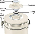 ShanSon Coffee Canister Airtight Coffee Container Stainless Steel Coffee Bean Storage Container with Scoop Coffee Canister for Beans Grounds Sugar Flour Tea Cereal,16OZ, Beige