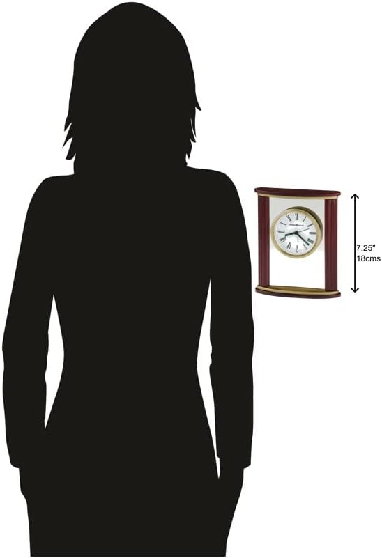 Howard Miller Victor Tabletop Clock - Wooden Desk Timepiece with Glass Crystal, Felt Bottom, Quartz Movement, Analog Alarm Clock, Battery Operated for Home, Office, Living Room, and Bedroom Decor