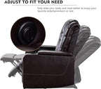 CANMOV Electric Power Recliner Chair Set of 2, Breathable Leather Home Theater Seating with Hidden Arm Storage, Power Recliner Chair for Living Room with USB Ports and Cup Holders,Brown