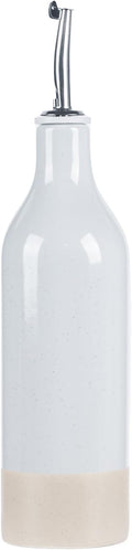 famiware Milkyway 16oz Ceramic Olive Oil Dispenser Bottle, 1 Piece Oil Dispenser for Kitchen with Stainless Steel Pourers, Suitable for Storage Vinegar, Soy Sauce, Coffee Syrup, Liquids, Light Gray