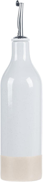 famiware Milkyway 16oz Ceramic Olive Oil Dispenser Bottle, 1 Piece Oil Dispenser for Kitchen with Stainless Steel Pourers, Suitable for Storage Vinegar, Soy Sauce, Coffee Syrup, Liquids, Light Gray