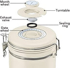 ShanSon Coffee Canister Airtight Coffee Container Stainless Steel Coffee Bean Storage Container with Scoop Coffee Canister for Beans Grounds Sugar Flour Tea Cereal,22OZ, Beige