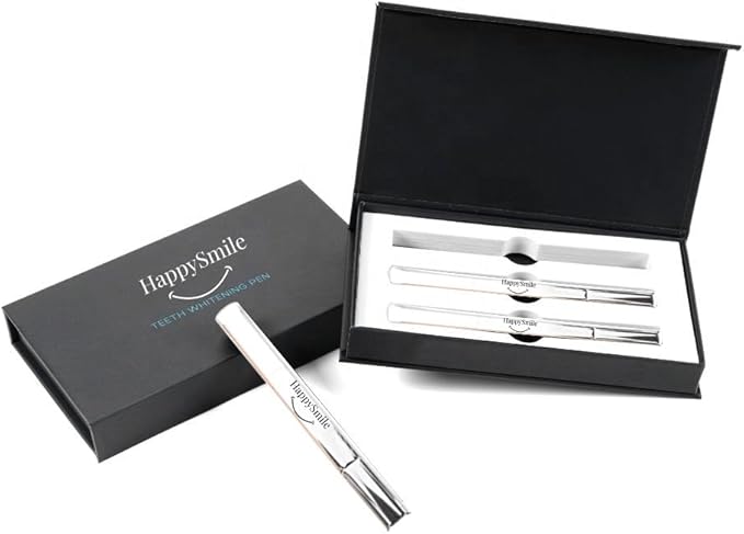 HappySmile Premium Teeth Whitening Pen Set of 3 - Achieve a Brighter Smile, Easier Than Strips or Other Whitening Kits - Professional Results, Gentle on Sensitive Teeth