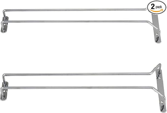 TrueCraftware- 10-Inch Wine Glass Rack Chrome Finish Set of 2- Stemware Rack Wire Hanging Rack Under Cabinet Wine Glass Rack Stemware Holder Glass Storage Hanger Organizer for Kitchen and Bar