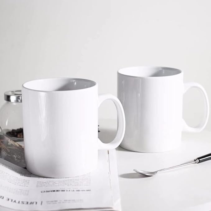 30oz Super Large Ceramic Coffee Mugs Large Handles Set of 2 (White)