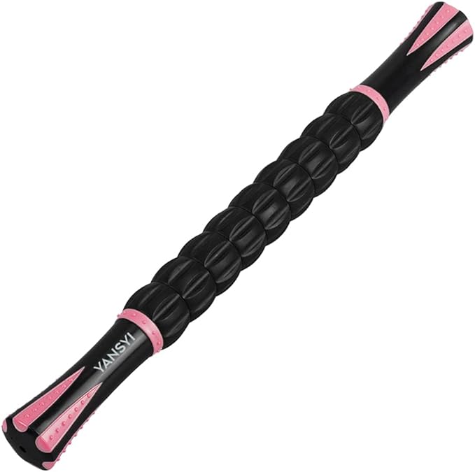 Yansyi Muscle Roller Stick for Athletes - Body Massage Roller Stick - Release Myofascial Trigger Points Reduce Muscle Soreness Tightness Leg Cramps & Back Pain for Physical Therapy & Recovery (Pink)