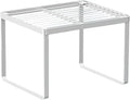 Kitchen Cabinet Storage Shelf Stackable Wire Spice Rack Organizer Heavy Duty Space Saver for Bathroom Bedroom Closet Laundry Room Office Countertop - White, Pack 1