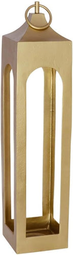 Large Brass Lantern, Rustic Metal Decorative Lantern, Candle Holder for Indoor & Outdoor, Home Decor for Patio, Garden & Tabletop, Hanging Lantern for Parties & Weddings