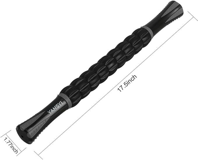 Yansyi Body Massage Roller Stick for Athletes - Release Myofascial Trigger Points Reduce Muscle Soreness Tightness Leg Cramps & Back Pain for Physical Therapy & Recovery (Gray)