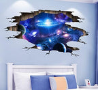 Blue Purple Galaxy Wall Decals, Removable Sticker,The Art Magic 3D Milky Way Dreamscape Home Decor (4 Sheets)