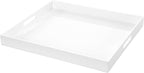 White Rectangular 18x20 Inches Acrylic Ottoman Tray Decorative Serving Tray with Cutout Handles Organizer Tray on Coffee Table Countertop Big Breakfast Bed Tray Living Room Appetizer Serving Food