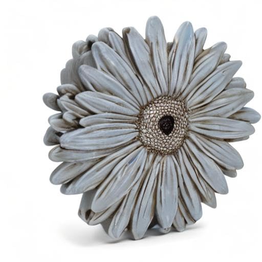 NAT & Jules Gerbera Daisy Flower Shaped Dimensional Indoor Outdoor 12 inch Cast Resin Decorative Garden Stepping Stone, Patio, Walkway Sculpture Yard Art, Stone Grey