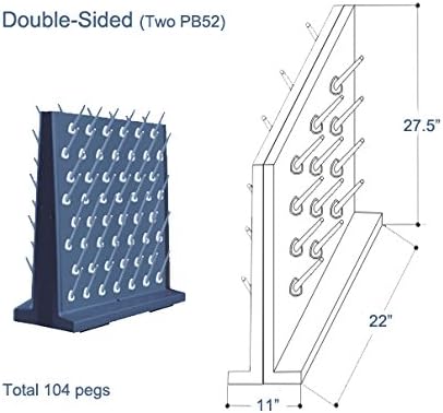 Pegboard Bench-top/Wall-Mount Laboratory Glassware Drying Rack with 52 Pegs - Black