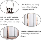 JHY DESIGN Decorative Candle Lanterns 15" High Stainless Steel Candle Lanterns with Tempered Glass for Indoor Outdoor Events Parities and Weddings Vintage Style Hanging Lamps(Rose Gold)