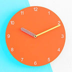 Stephanie Imports Modern Minimalist Orange & Yellow Wall Clock