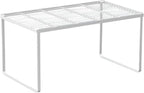 Kitchen Cabinet Storage Shelf Stackable Wire Spice Rack Organizer Heavy Duty Space Saver for Bathroom Bedroom Closet Laundry Room Office Countertop - White, Pack 1