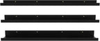Giftgarden 36 Inch Black Floating Shelves for Wall Woodgrain Picture Ledge Large Photo Shelf for Bedroom Living Room Kitchen Bathroom Storage Shelving, Set of 3 Different Sizes