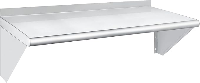 HARDURA Stainless Steel Shelf 14" x 36", 275lb Commercial Shelves Wall Mount Metal Shelving with Backsplash and Brackets for Kitchen, Restaurant, Laundry Room and Home