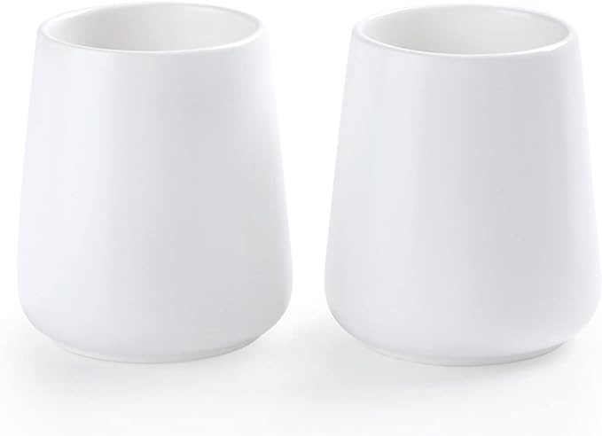 White Toothbrush Holder for Bathroom - 2Pcs Ceramic Tooth Brushing Holders Set, Toothbrush Cup & Toothpaste Organizer for Bathroom Countertop, Makeup Brush Holder, Pen Holder for Home Desktop Storage