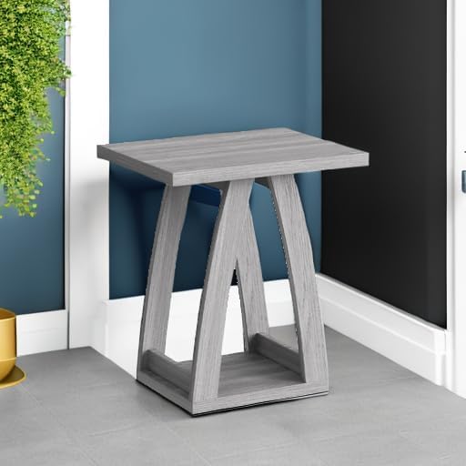 End Tables Living Room, Side Table Beside Sofa, Nightstand for Bedroom, Couch Side Table with Shelf, Modern End Table for Living Room, Grey End Table Set of 2