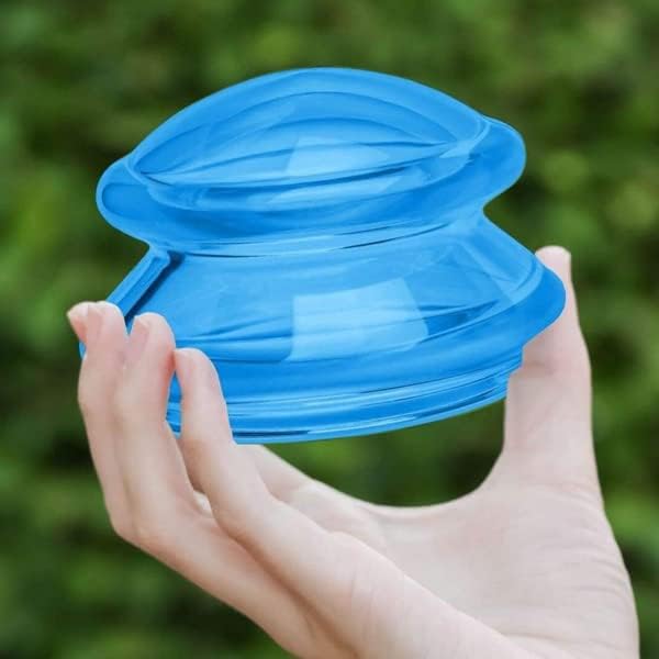 Lure Essentials Edge Silicone Cupping Set, Cupping Kit for Massage Therapy, Long Lasting Cups for Professional & Home Use, Body Sculpt Cup for Cellulite, Ultra Transparent Blue (8 Count)