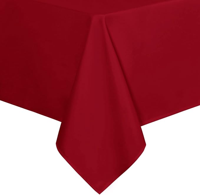 sancua Rectangle Tablecloth - 60 x 84 Inch - Stain and Wrinkle Resistant Washable Polyester Table Cloth, Decorative Fabric Table Cover for Dining Tables, Buffet Parties, Christmas Red