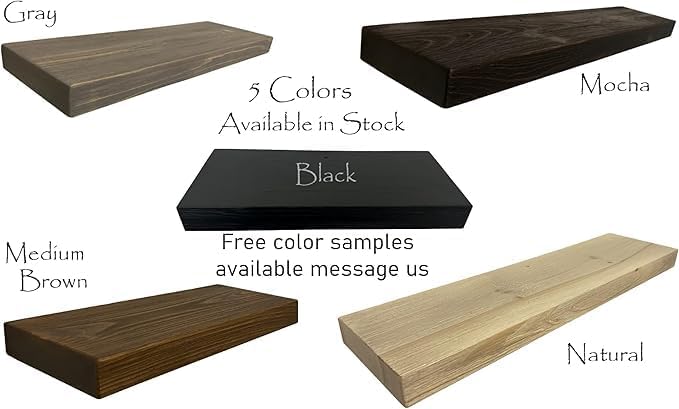 Joel's Antiques - 42 Inch Wooden Floating Shelves for Wall - 42x8x2 in - Made of Natural Wood - Heavy Duty Rustic Wall Shelves for Bedroom - Perfect for Living Room, Kitchen - Mocha
