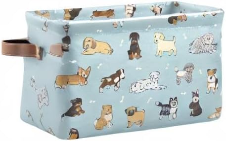 Multi-purpose Storage Basket Bin Cute Dog Puppy Organizer Collapsible Shelf Basket Cube with Handle for Nursery Bedroom Bathroom