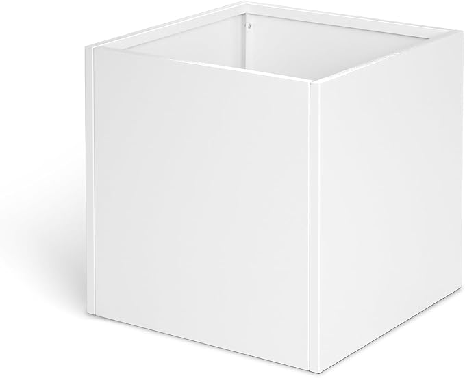 White Steel Planter Square Outdoor Planters Galvanized Steel Planter Box Indoor Metal Large Planters Cube Heavy Duty Flower Pot 32 Inch Modern Commercial Residential for Trees Patio Deck Yard Garden
