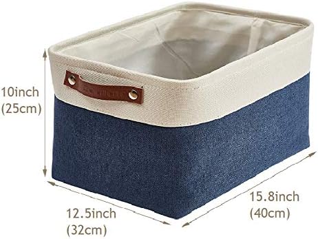 DECOMOMO Storage Baskets for Shelves - Fabric Closet Organizers and Storage Bins, Perfect Baskets for Organizing Closet Toys Nursery (Navy Blue and White, XL - 3 Pack)