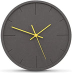Stephanie Imports Modern Minimalist Dark Concrete Silent Wall Clock (Yellow Hands)