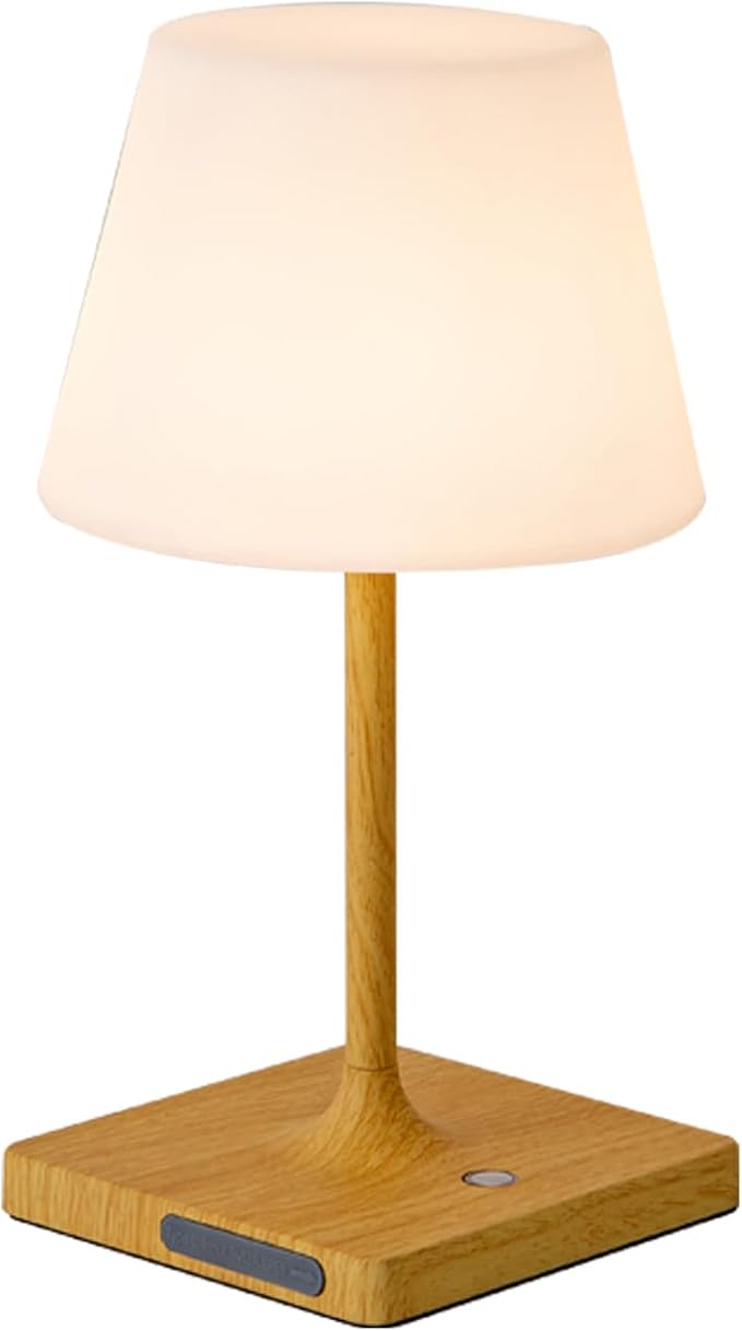 Cordless Table lamp, Outdoor Battery Operated Rechargeable Desk lamp,Waterproof Shower Lamp,4000mAh LED 3 Colors Dimmable Touch Lamps for Camping Patio Courtyard Bedroom-Wood