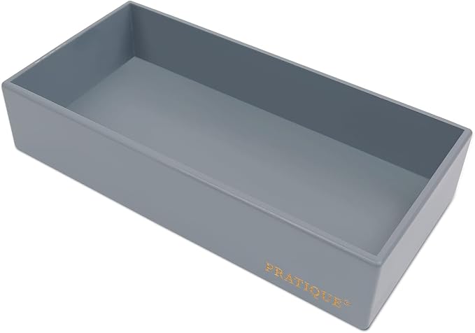 Bamboo Drawer Organizer - Kitchen Utensil Organizer Silverware Tray Cutlery Holder，Office Desk Supplies and Accessories,12 * 5.9 * 2.6,Grey