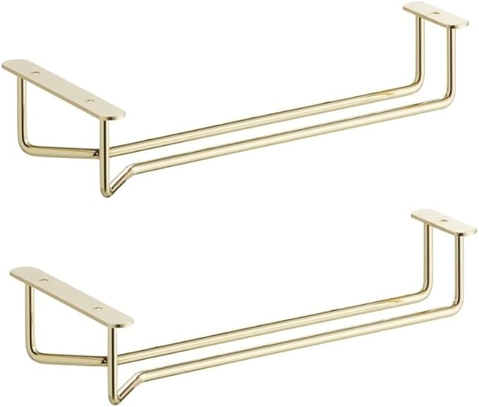 Soro Essentials Set of 2 Brass Plated 10" Glass Hangers, Rust Resistant