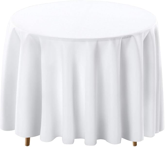 Surmente White Tablecloth for Round Tables, 90-inch Round Table Cloths for Weddings, Banquets, or Restaurants
