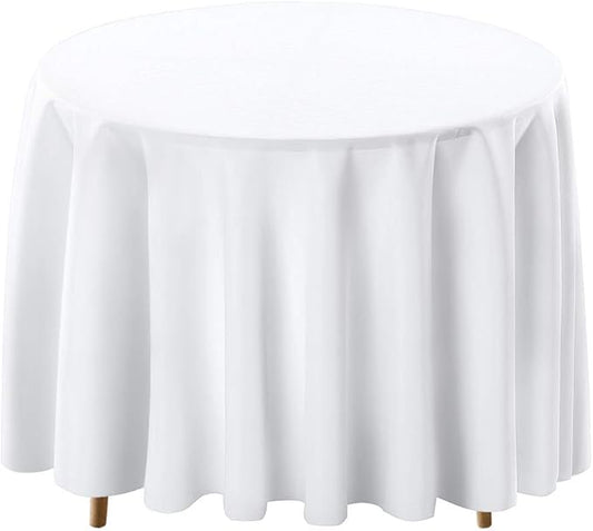 Surmente White Tablecloth for Round Tables, 90-inch Round Table Cloths for Weddings, Banquets, or Restaurants