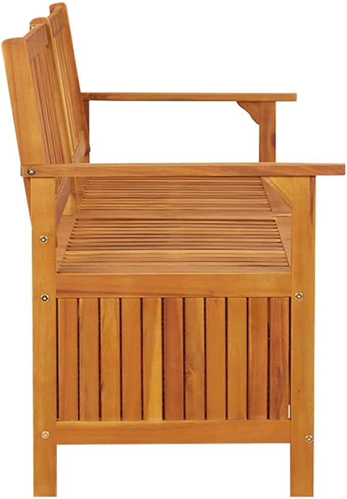 vidaXL Stable Solid Acacia Wood Storage Bench - Weather-Resistant Wooden Patio Furniture with Ample Storage Space & Comfortable Seating