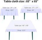Surmente Square Tablecloth for Square or Round Tables 100% Polyester 85x85 Inch Table Cloth for Weddings, Banquets, or Restaurants (White)