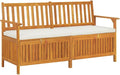 vidaXL Patio Storage Bench 58.3" - Solid Acacia Wood with Cream White Cushion - Versatile Wooden Bench for Indoor and Outdoor Use - with Ample Storage Space