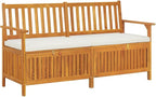 vidaXL Patio Storage Bench 58.3" - Solid Acacia Wood with Cream White Cushion - Versatile Wooden Bench for Indoor and Outdoor Use - with Ample Storage Space