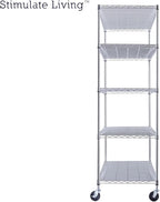 60"x24"x72" PRIME HEAVY DUTY Chrome 5-Tier Wire Shelving NSF 3000 LBS MAX Capacity Storage Rack for Commercial, School, Home, Garage, Warehouse, Industrial, and Hospital Uses (with Wheels)