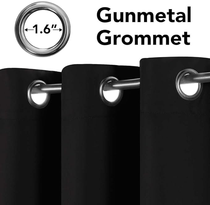 H.VERSAILTEX Thermal Insulated Grommet Blackout Curtains for Bedroom (2 Panels, 52 x 96 -Inch,Solid Black)